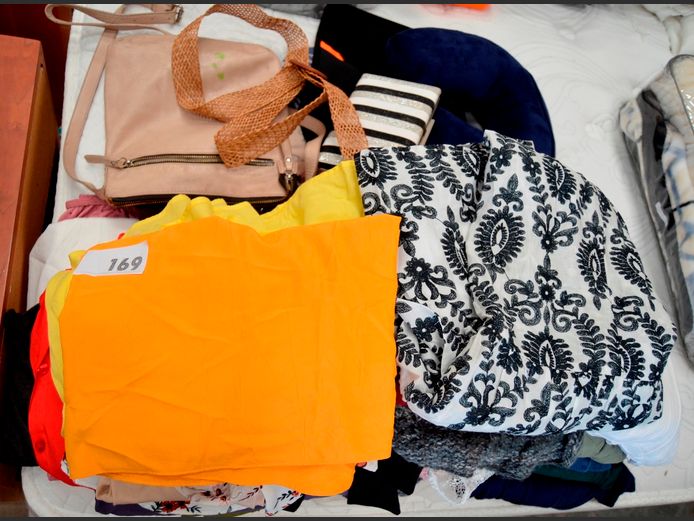 ASSORTED LADIES CLOTHING, CLUTCH BAG, etc