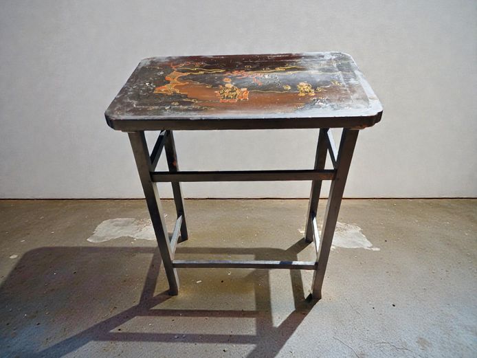 Early 20th Century Japanese Black Lacquer "Chinoiserie" Folding Card Table