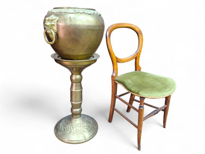 Late 19th Century Brass Jardiniere on Pedestal Stand (12.6kg)