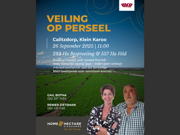 CALITZDORP OUTSTANDING IRRIGATION AND VELD FARMS ON AUCTION