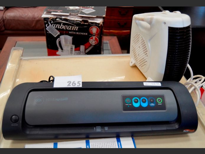 LOT: SURE FLOW HIGH SPEED LAMINATOR & A FAN HEATER [Untested]