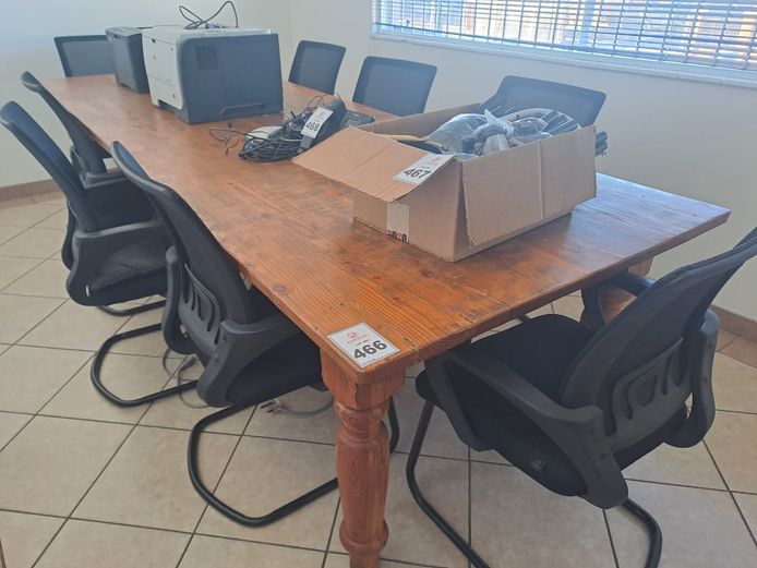 Wooden table with 8 office chairs