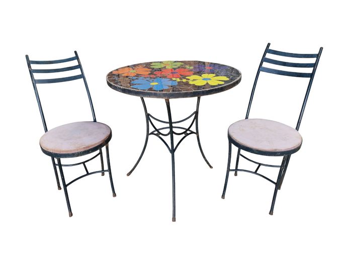 Vintage Mid-Century Style Mosaic Bistro Set