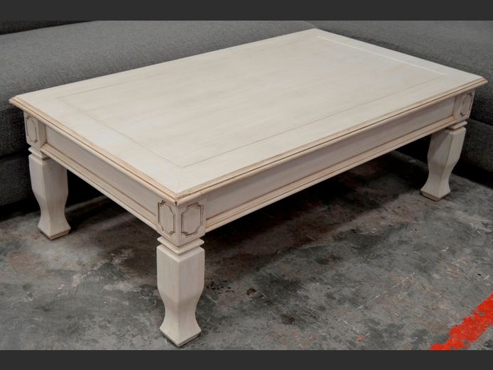 BEIGE PAINTED RECTANGULAR COFFEE TABLE, 130 x 75 x 45cm