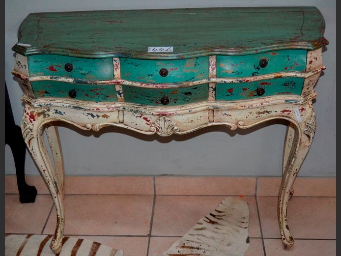 ANTIQUE FRENCH STYLE PAINT TECHNIQUE 6-DRAWER DRESSING TABLE, 102 x 41 x 82cm