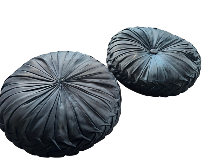 Pair of Decorative Blue Round Scatter Cushions