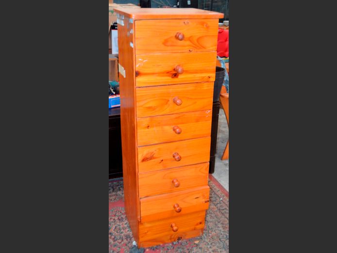 PINE 8-DRAWER TALLBOY, 46 x 42 x 133cm