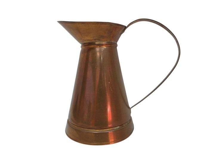 Vintage Copper Conical Pitcher with Sweeping Handle