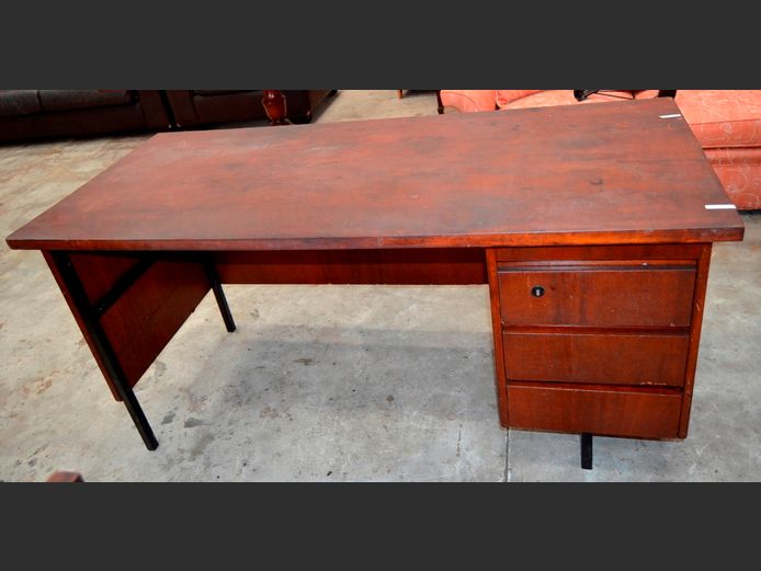 IMBUIA 3-DRAWER DESK, 152 x 66 x 75cm [Needs TLC]