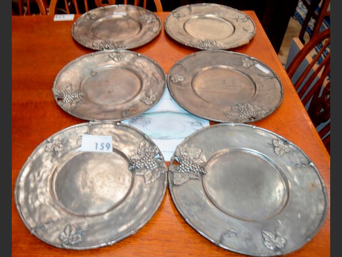 SET OF 6 CAVAGNINI PEWTER UNDERPLATES