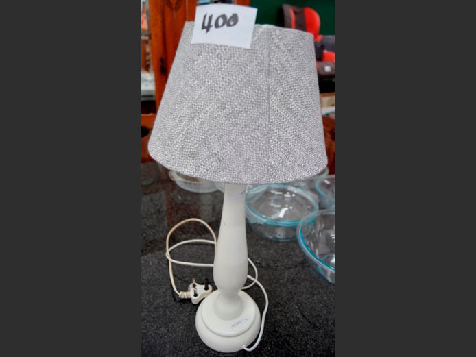 WHITE BEDSIDE LAMP WITH SHADE, 53cm High