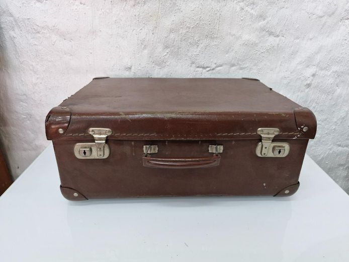 Vintage Mid-Century Brown Box Suitcase