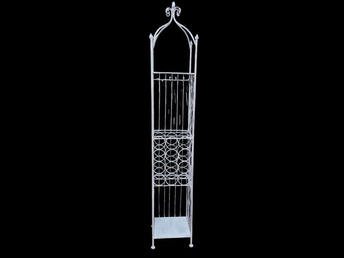 Tall Arched Metal Wine Rack Stand with Clear Glass Shelves