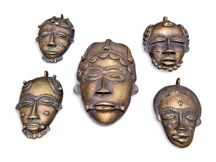 Collection of Small African Brass Masks