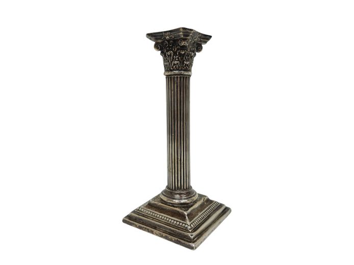 Antique English Corinthian Column Sterling Silver Candlestick