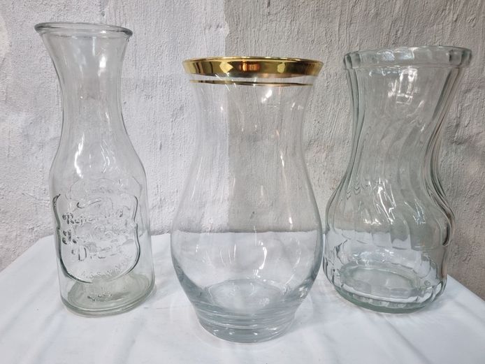 Vintage 3-Piece Clear Glass Vase and Carafe Collection