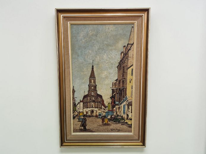 Elizabeth Roux Mid-Century European Street Scene Oil Painting