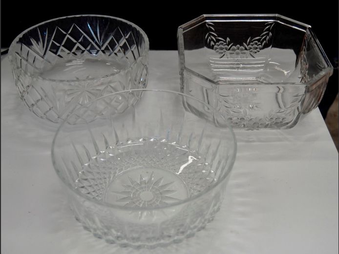 LOT OF 3: CUT GLASS BOWLS