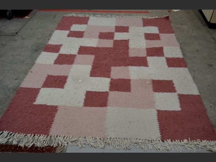DARK PINK, LIGHT PINK & CREAM WOOL CARPET, 230 x 175cm