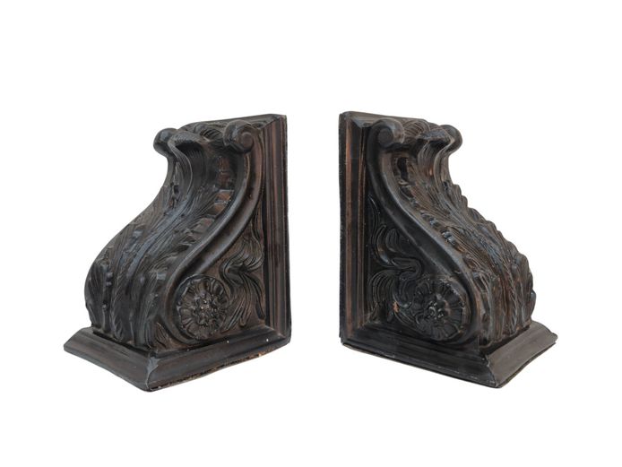 Vintage Neoclassical Resin Corbel Bookends