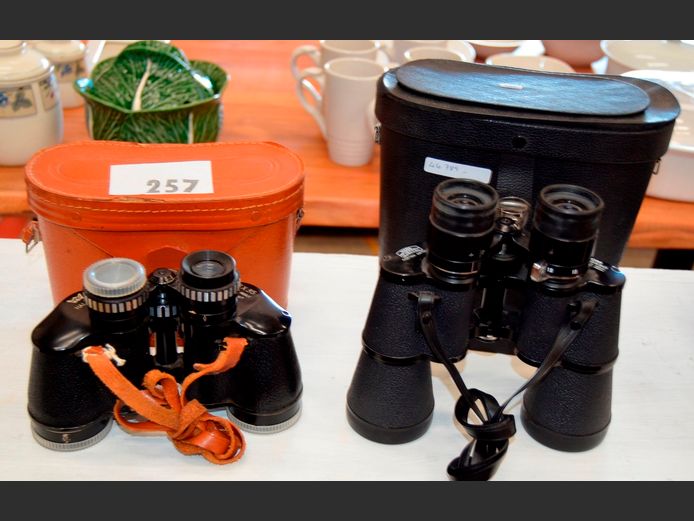 LOT 2 BINOCULARS WITH CASES: MARK SCHRIFFEL & HALING
