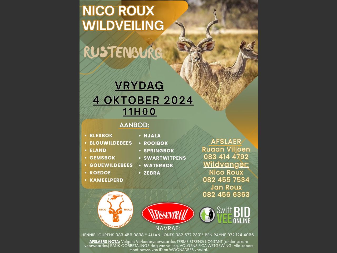 NICO ROUX WILD VEILING | SwiftVEE | South Africa’s Leading Online ...