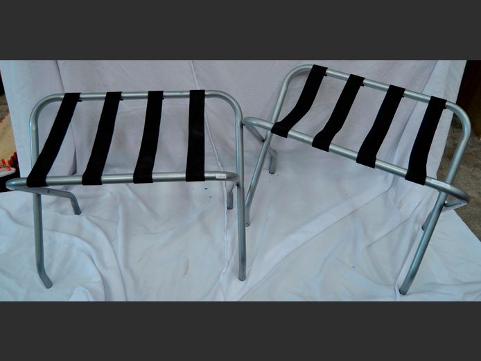 LOT OF 2: ALUMINIUM LUGGAGE STANDS