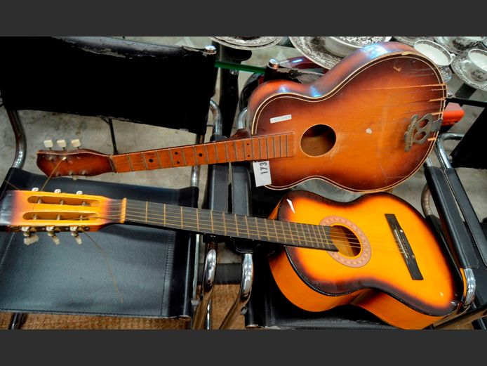 ACOUSTIC GUITAR WITH BAG & ANOTHER, 94cm Long & 99cm Long [1 Damaged]