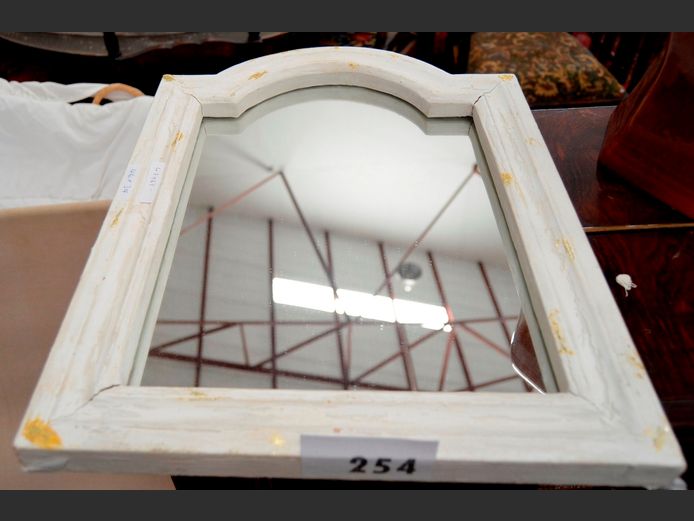 WHITE FRAMED MIRROR, 46 x 34cm