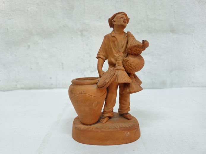 Vintage Sicilian Terracotta Figure - Signed S. Grasso