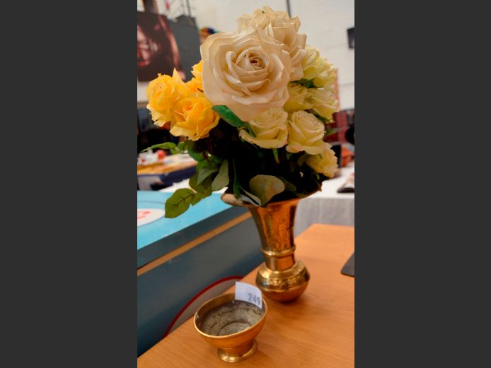 ENGRAVED BRASS VASE & BOWL, 22cm Diameter x 26cm High & 13cm Diameter x 8cm High