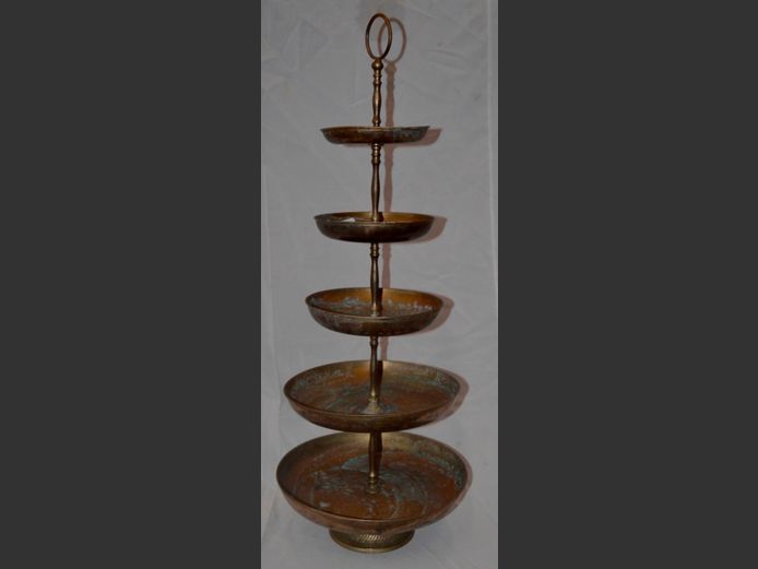 BRASS MULTI-TIER SWEETS STAND, 30cm Diameter x 80cm High
