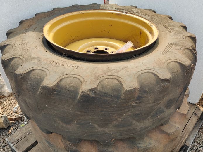 LOT CAT 428C REAR TYRES AND RIMS