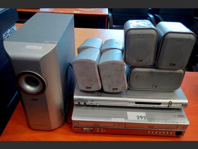 LG DVD HOME THEATRE WITH SPEAKERS & AN ENZER DVD PLAYER [Switch on, untested further]