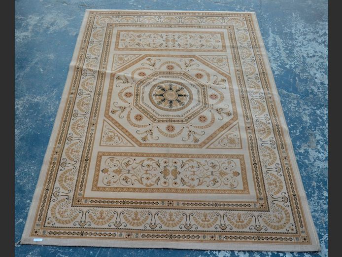 BEIGE, BROWN & BLACK PERSIAN STYLE CARPET, 230 x 160cm [V]