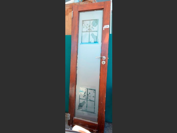 PAIR MERANTI & GLASS DOORS, 202 x 122cm