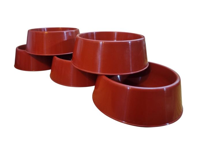 Medium Maroon Red Plastic Pet Feeding Bowls