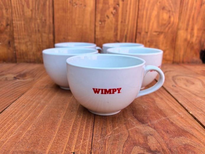 Set of 5 Authentic Wimpy Restaurant Branded Coffee Mugs