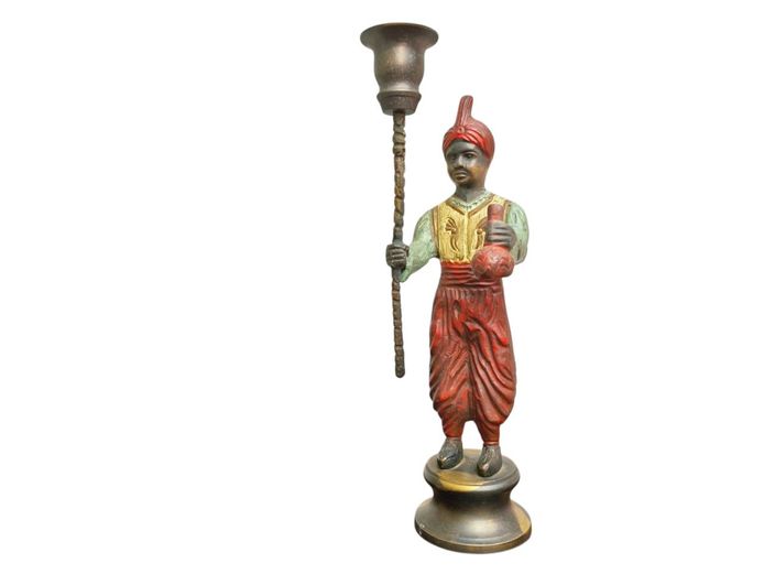 19th Century Austrian Bronze Candlestick Figurine