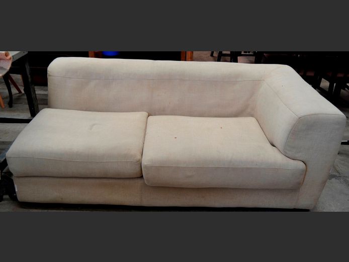BEIGE UPHOLSTERED DAYBED, 185 x 95cm [Needs a clean]