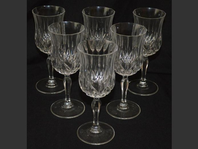 SET OF 6 CRYSTAL RED WINE GLASSES