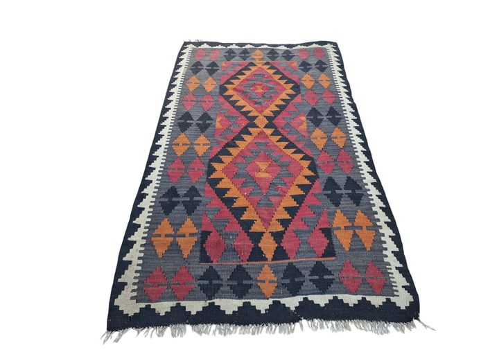 Vintage Hand-Woven Turkish Kilim Flatweave Rug