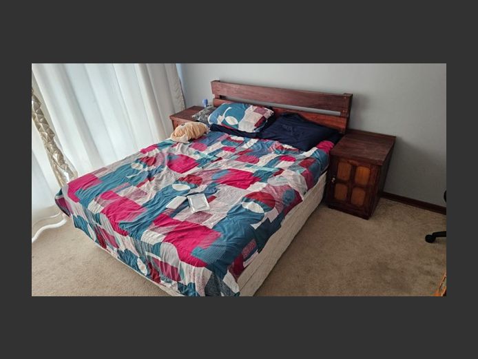 Double Bed with Headboard & Side Cabinets
