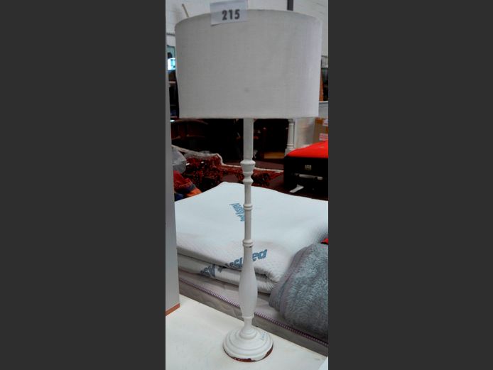 WHITE PAINTED TABLE LAMP WITH SHADE, 79cm High