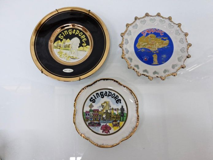 Trio of Ceramic Singapore Souvenir Plates