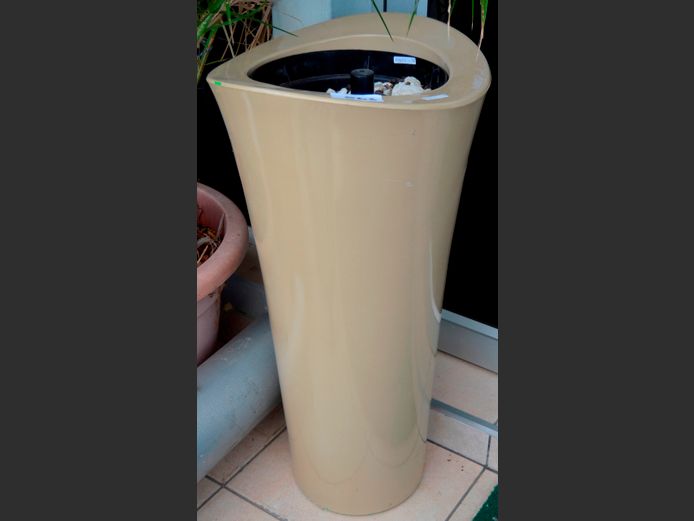 CREAM GLASS FIBRE PLANT POT, 91cm High