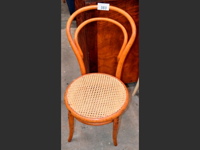 VINTAGE BENTWOOD CHAIR WITH RATTAN SEAT
