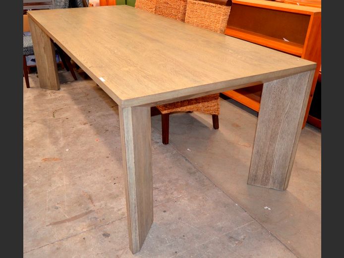 OAK FOIL DINING TABLE, 240 x 100 x 76cm [Edging loose, chips to 1 corner]