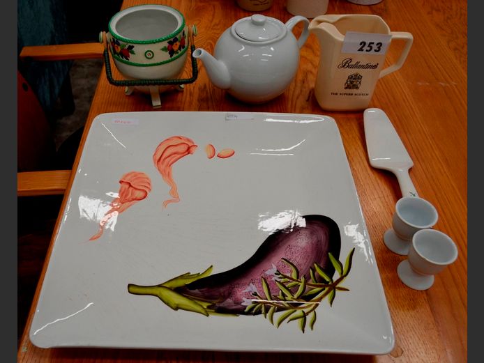 LARGE WHITE PLATTER, 40cm x 40cm [Chipped], TEAPOT, JUG, etc