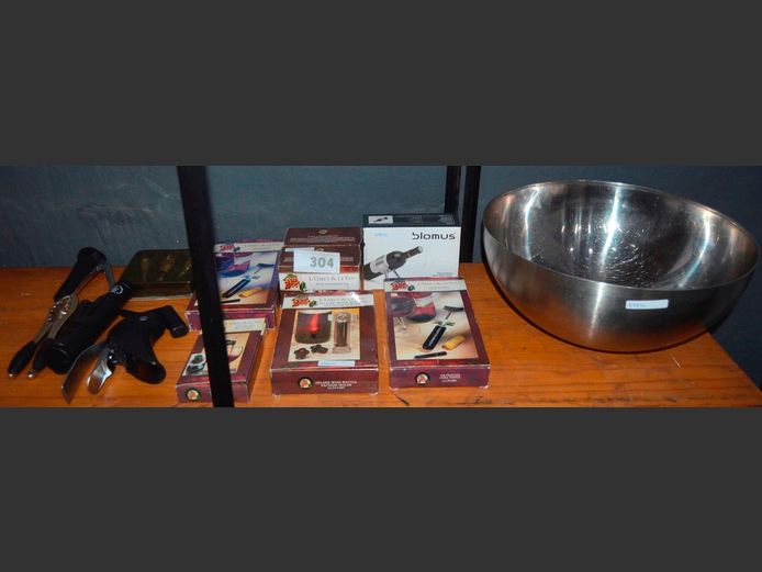 STAINLESS STEEL WINE COOLER, DRIP COLLARS, THERMOMETER, VACUUM SEALER, etc [Untested]
